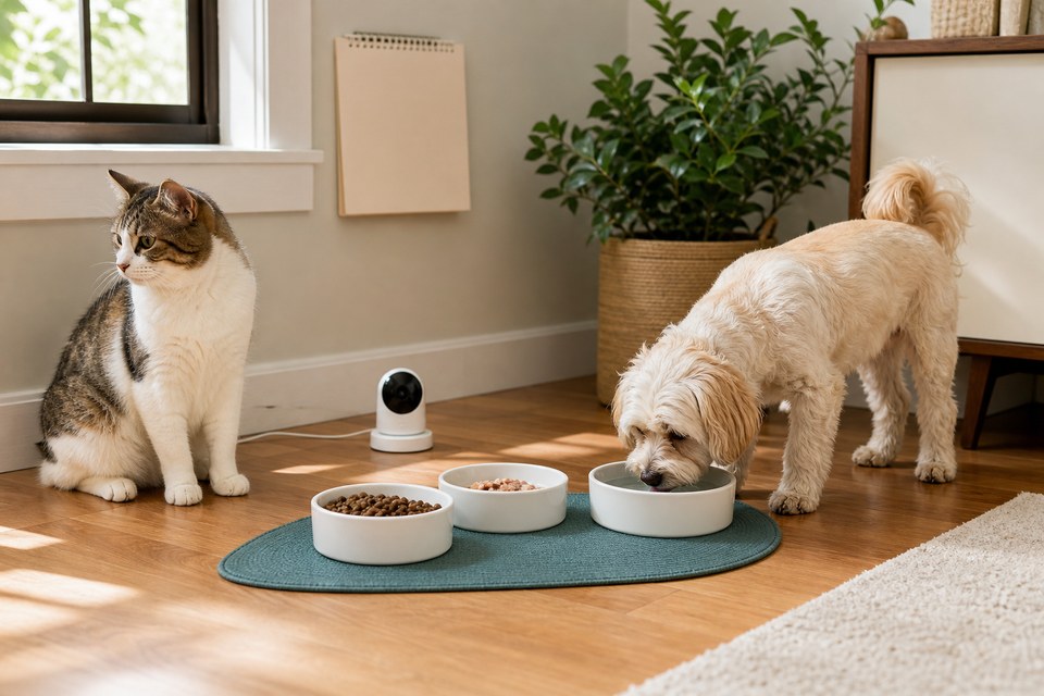 Every pet has a different baseline, shown as a calm daily feeding routine reference.